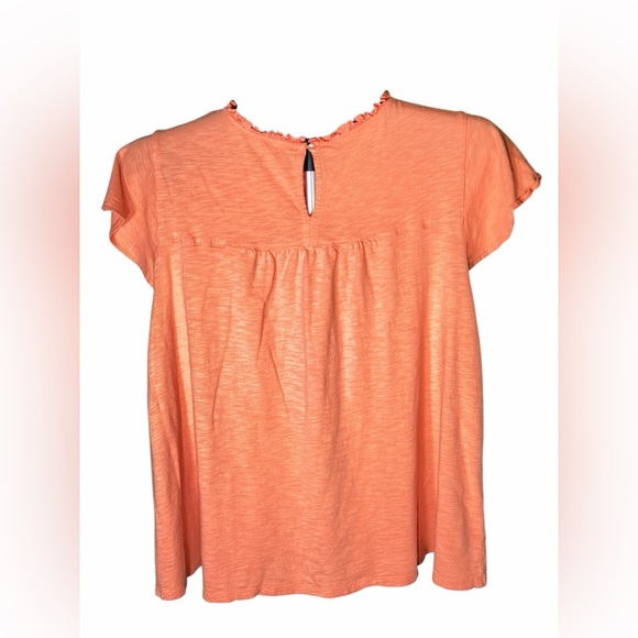 Ella Moss Peach Ruffle Short Sleeve Blouse Large - Picture 2 of 3